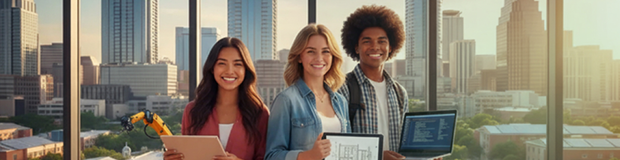 Three teenagers looking at the camera