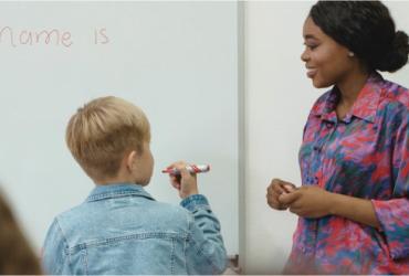 Student in front of class